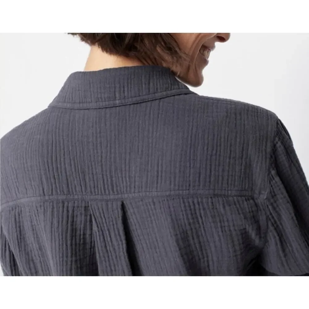 Faherty Women's Dream Cotton Gauze Elise Organic Cotton Blouse in Washed Black,M